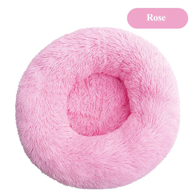 Plush Round Self Warming Lounger and Pet Beds for Dogs and Cats