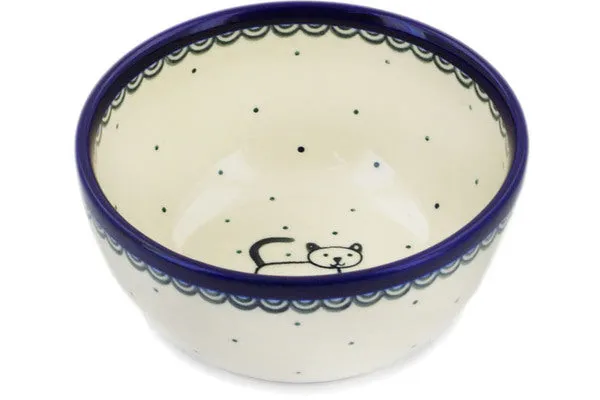 Polish Pottery 5" Bowl Cobalt Cat
