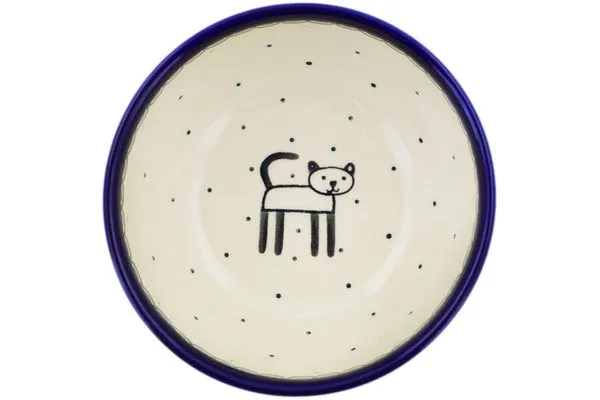 Polish Pottery 5" Bowl Cobalt Cat