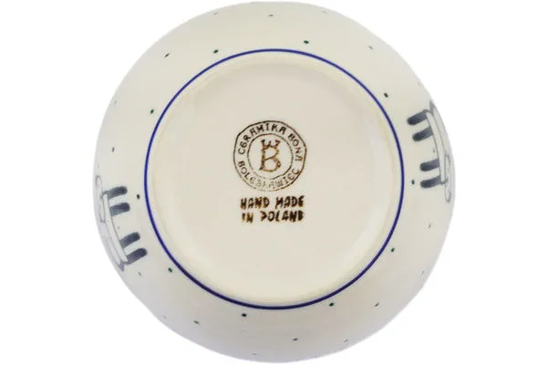 Polish Pottery 5" Bowl Cobalt Cat