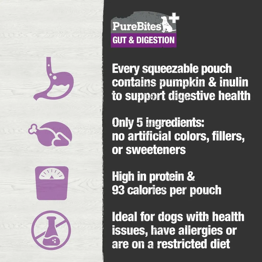 PureBites Plus Squeezables- Gut & Digestion Food Topper for Dogs (2.5 oz x 15-Pack)