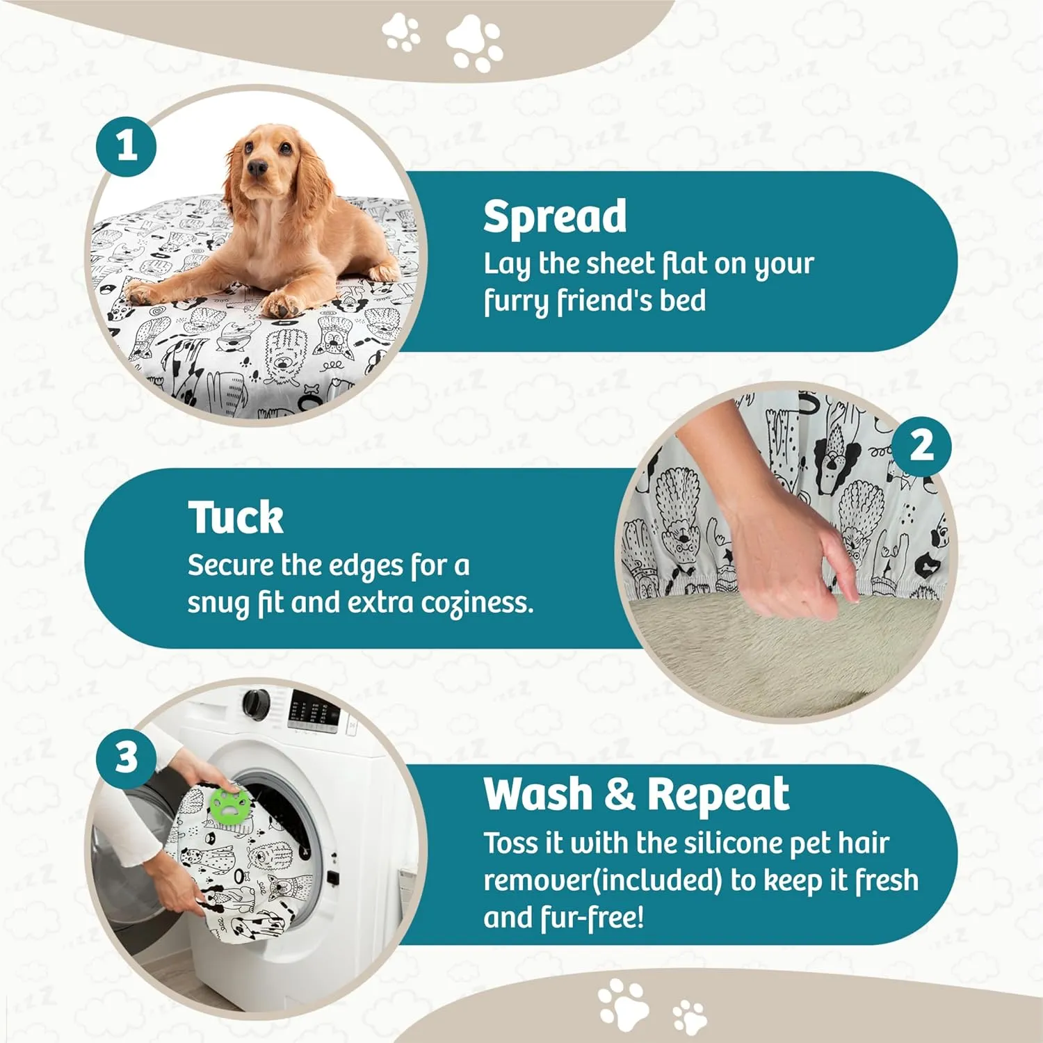 Round Dog Bed Covers Replacement Washable, Dog Bed Washable Cover, for All Shapes