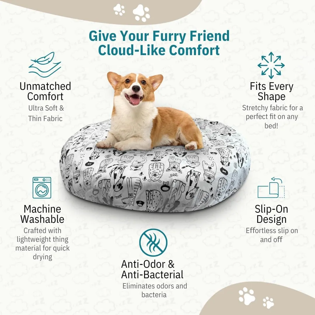Round Dog Bed Covers Replacement Washable, Dog Bed Washable Cover, for All Shapes