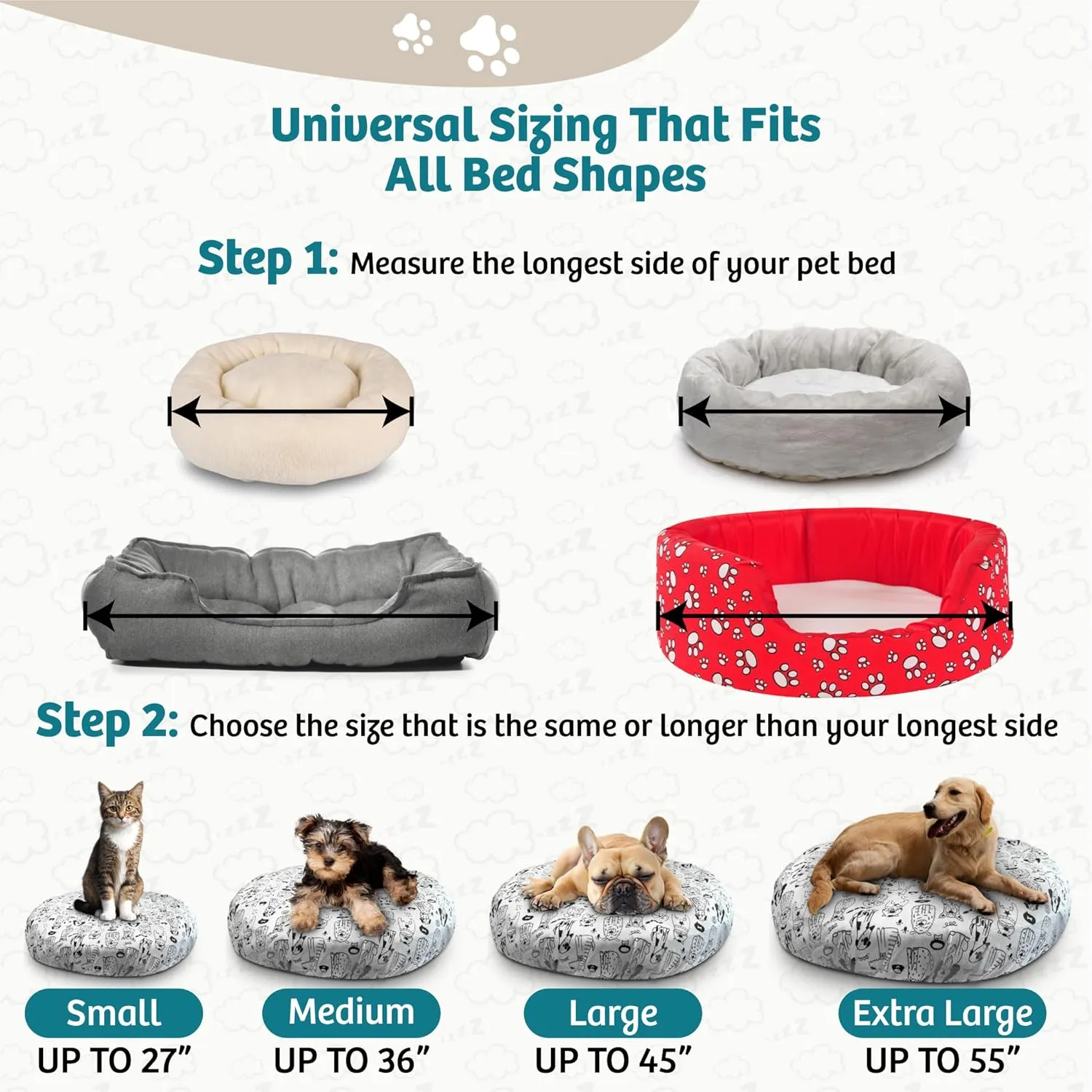 Round Dog Bed Covers Replacement Washable, Dog Bed Washable Cover, for All Shapes