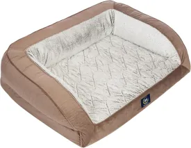 Serta Orthopedic Quilted Couch Dog Bed for Pets  Chocolate Brown (Large)