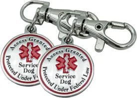 Service Dog Tag 2 Pack Double Sided Red Medical Alert Symbol Medal for Small Dogs Use for Collars Harness Vest Easy to Switch Pet ID