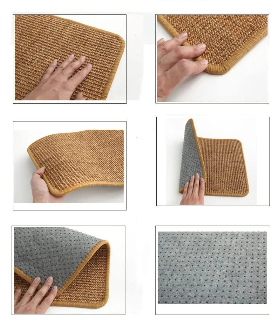 SHENGOCASE 4-Pack 8" X 12" Sisal Cat Scratching Mat Pad with Hook & Loop Tapes. Replacement Sisal Pad Mat for Cat Tree Tower, Window Perch, Wall Furniture Shelves Scratcher