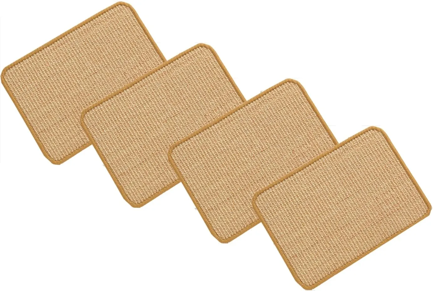 SHENGOCASE 4-Pack 8" X 12" Sisal Cat Scratching Mat Pad with Hook & Loop Tapes. Replacement Sisal Pad Mat for Cat Tree Tower, Window Perch, Wall Furniture Shelves Scratcher