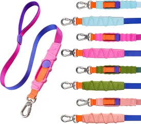 Shock Absorbing Dog Leash, Bungee Dog Leash with Swivel Lockable Hook & Padded Handle, No-Pull Lead for All Dog Sizes - Enhances Safety & Comfort for Outdoor Walks (Pink, Curve Strap)