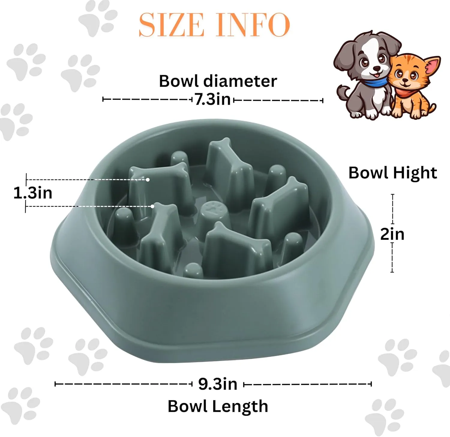 Slow Feeder Dog Food Bowl  Interactive Dog Food Dish for Breeds, Bowl Designed to Slow Eating, Promotes Healthy Digestion and Prevents Bloat, Ideal for Cats and Dogs