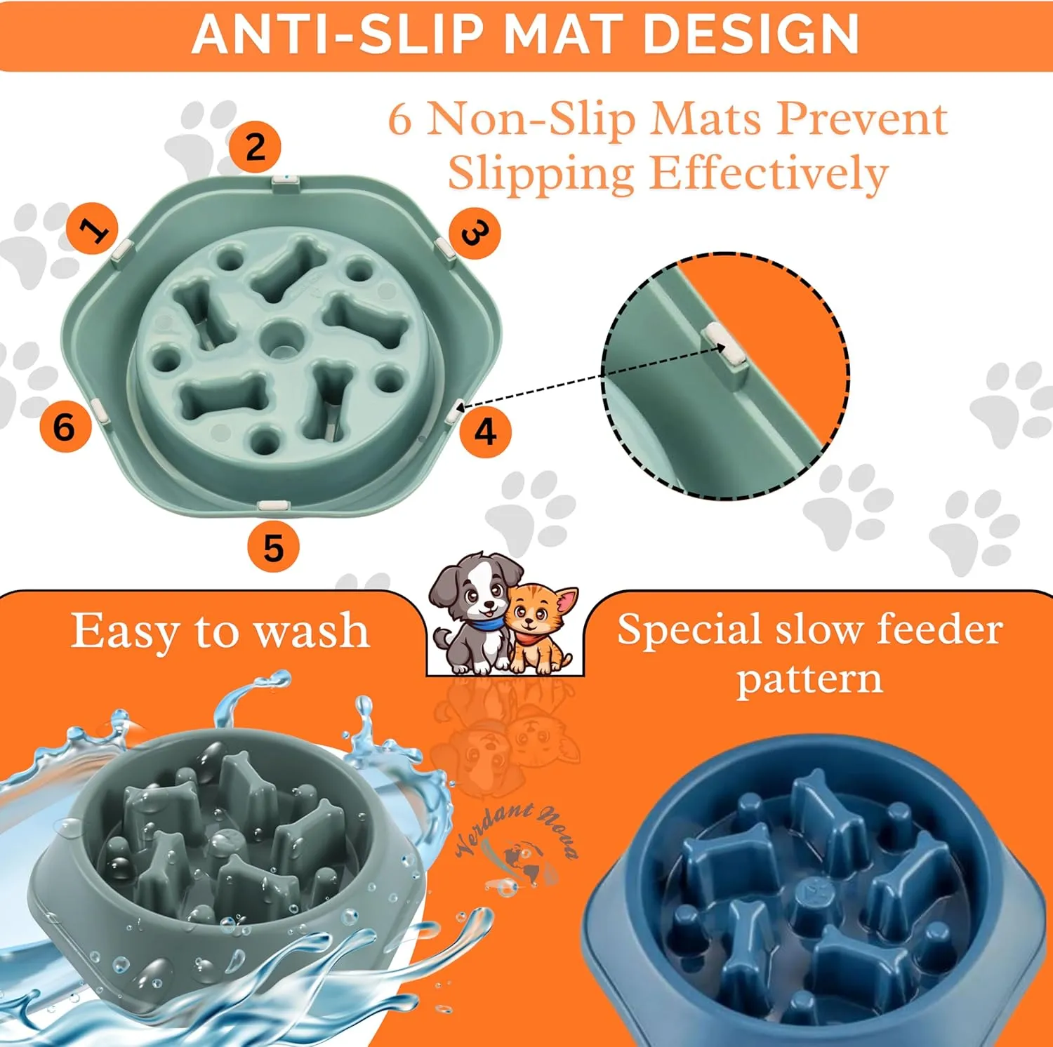 Slow Feeder Dog Food Bowl  Interactive Dog Food Dish for Breeds, Bowl Designed to Slow Eating, Promotes Healthy Digestion and Prevents Bloat, Ideal for Cats and Dogs