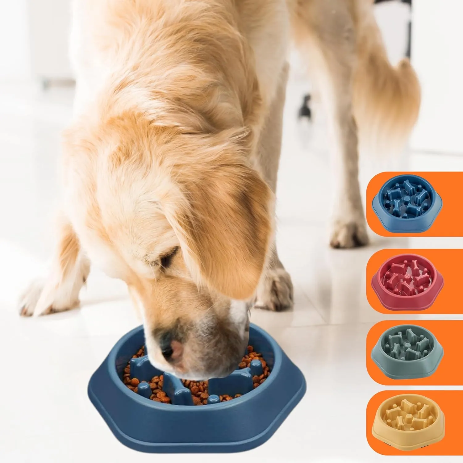 Slow Feeder Dog Food Bowl  Interactive Dog Food Dish for Breeds, Bowl Designed to Slow Eating, Promotes Healthy Digestion and Prevents Bloat, Ideal for Cats and Dogs