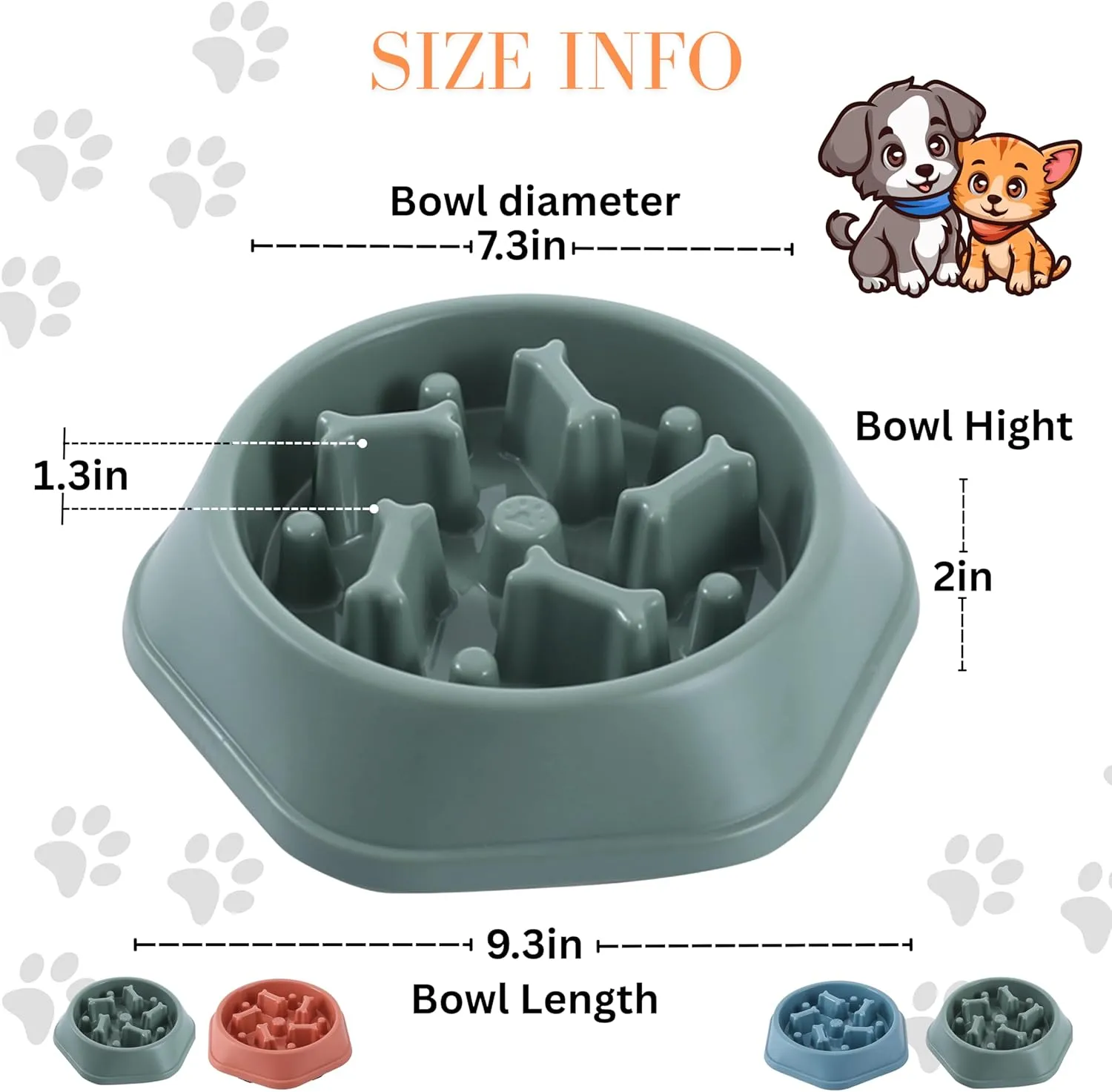 Slow Feeder Dog Food Bowl  Interactive Dog Food Dish for Breeds, Bowl Designed to Slow Eating, Promotes Healthy Digestion and Prevents Bloat, Ideal for Cats and Dogs