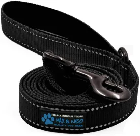 Small Dog Reflective Nylon Dog Leash - We Donate a Leash to a Dog Rescue for Every Leash Sold (Black, 4X5/8)