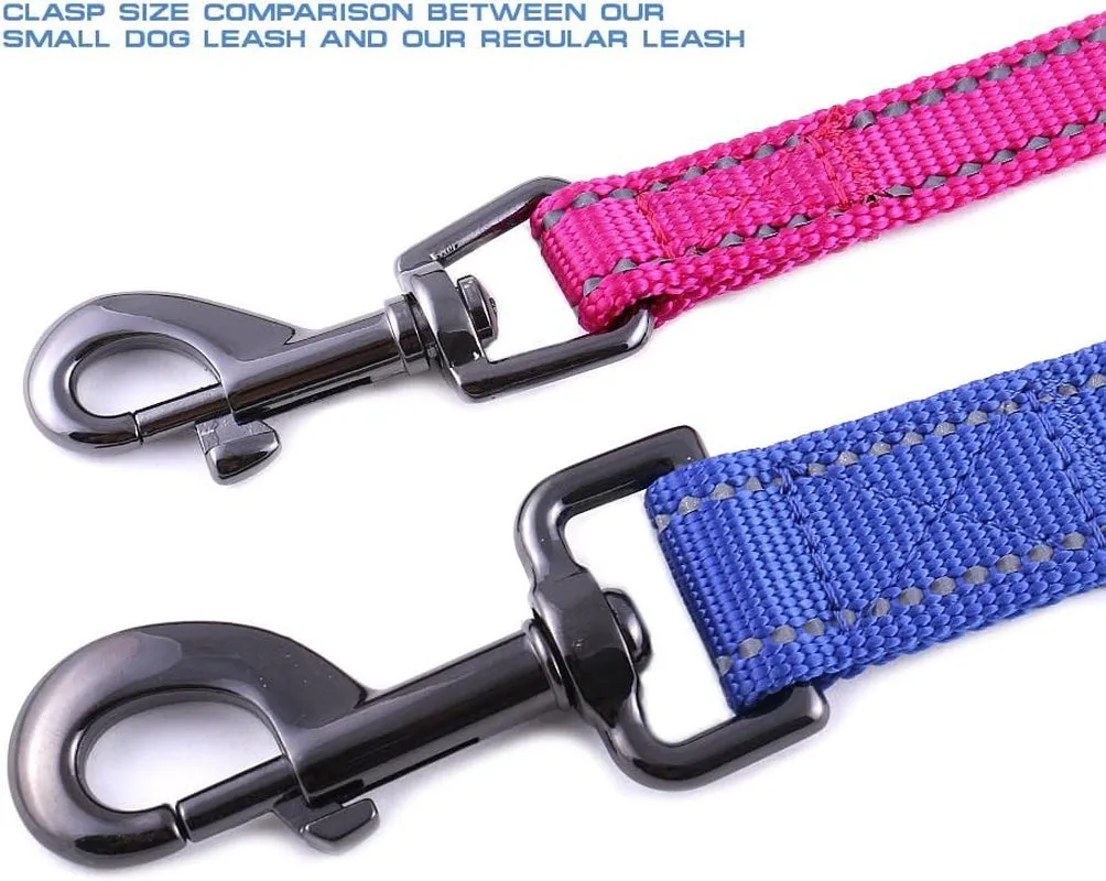 Small Dog Reflective Nylon Dog Leash - We Donate a Leash to a Dog Rescue for Every Leash Sold (Black, 4X5/8)