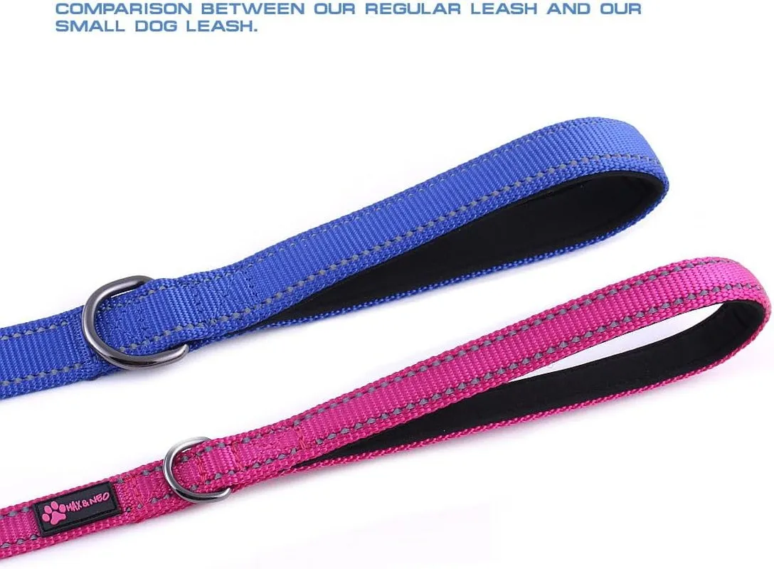 Small Dog Reflective Nylon Dog Leash - We Donate a Leash to a Dog Rescue for Every Leash Sold (Black, 4X5/8)