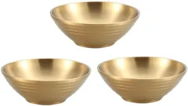 Stainless Steel Bowl Set of 3 Food Serving Bowls for Cereal Soup Ice Cream Rice Noodles Salad Snacks - Gold