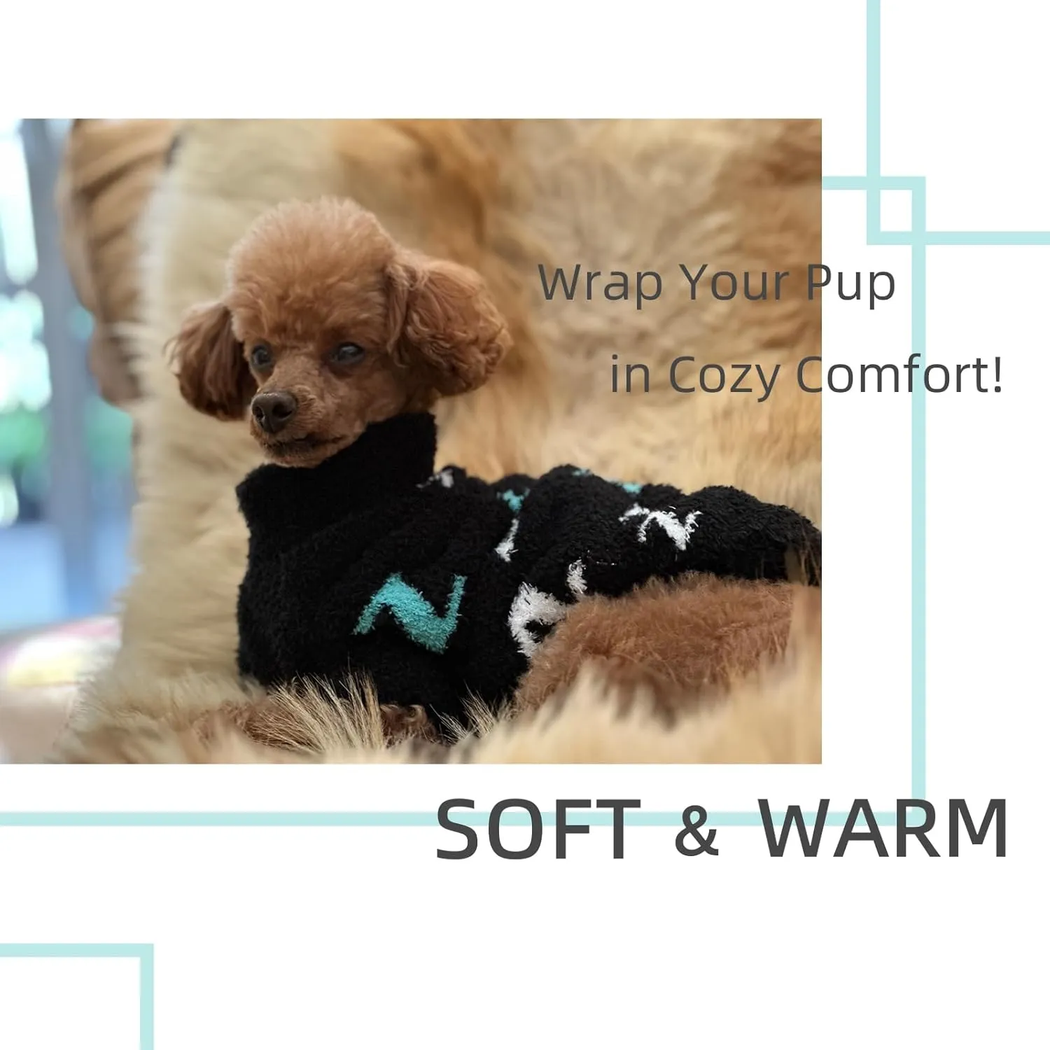 Sweater for Small Dogs - Boy Girl Pullover, Cold Weather Cable Knitwear, Thick Warm Outfit for Chihuahua, Bulldog, Dachshund, Pug, Yorkie (Black-XS)