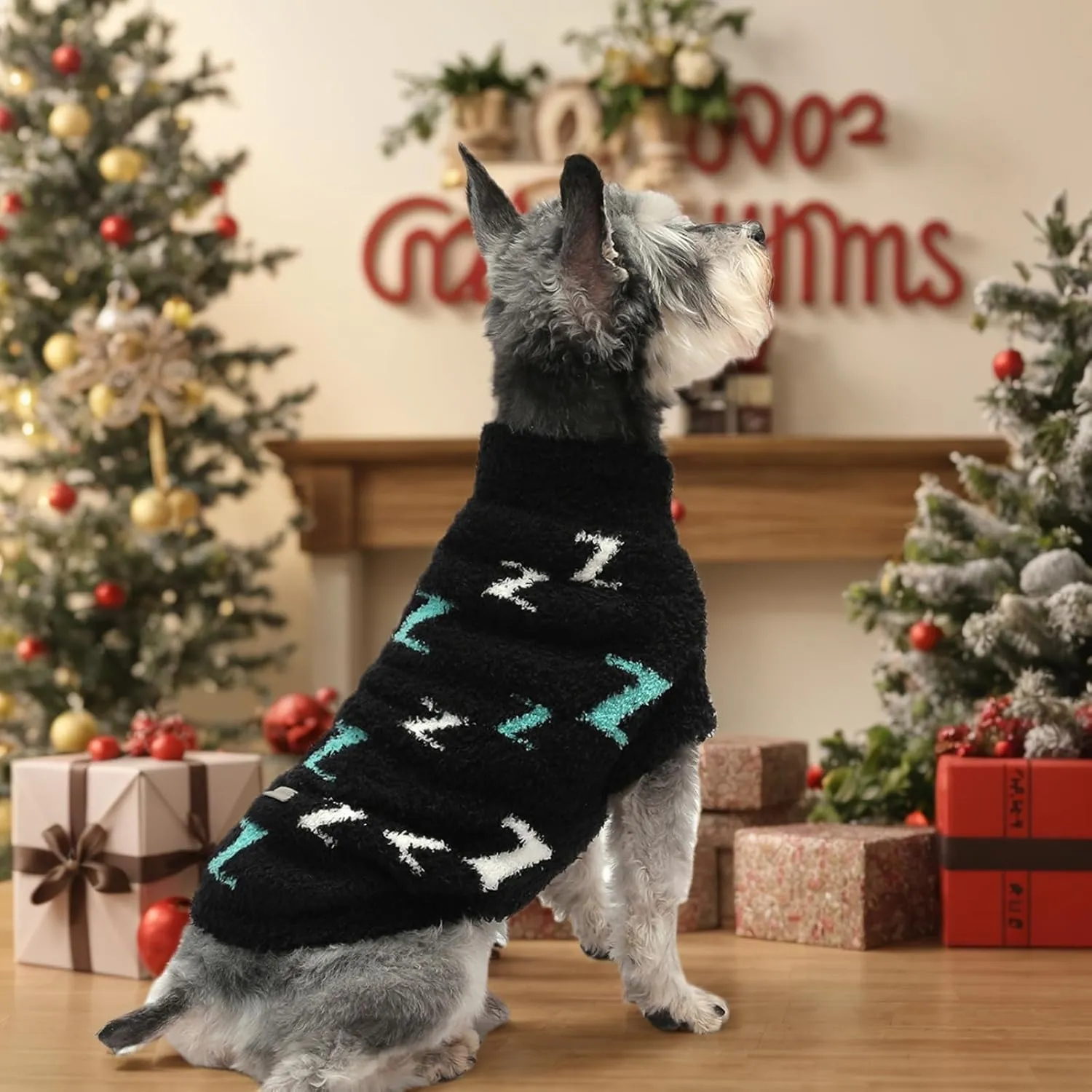 Sweater for Small Dogs - Boy Girl Pullover, Cold Weather Cable Knitwear, Thick Warm Outfit for Chihuahua, Bulldog, Dachshund, Pug, Yorkie (Black-XS)