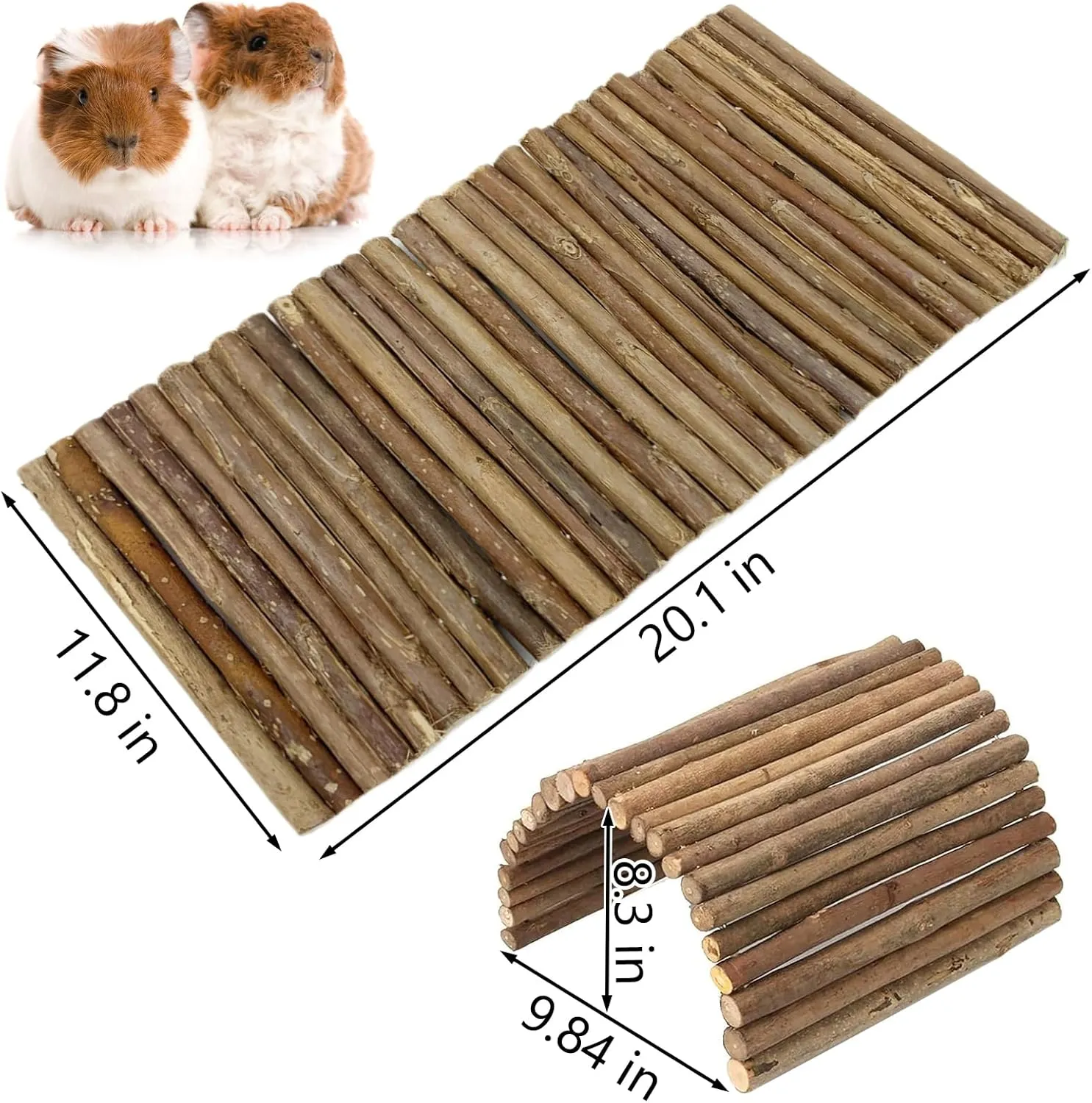 Tfwadmx Wooden Hamster Bridge, Extra Large - Small Animal Bendy Bridge Tunnel Hut Hideout Ladder Hideaway Climbing Chew Toy for Gerbil Guinea Pig Chinchilla Rabbit Ferret Hedgehog Rat Gerbil