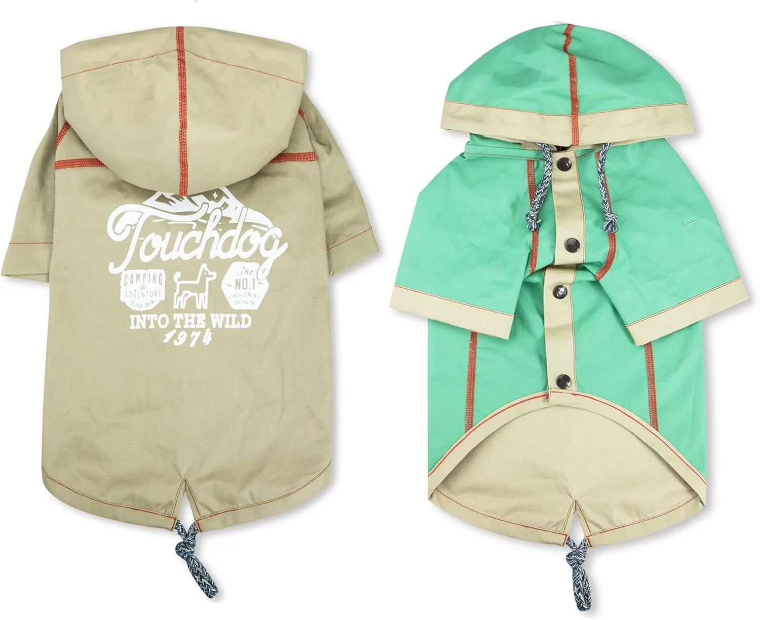 Touchdog 'Cloudburst' Reversible Dog Raincoat - Waterproof Dog Coat and Adjustable Rainbreaker Pet Raincoat or Outdoor Dog Jacket with Built-in Hood