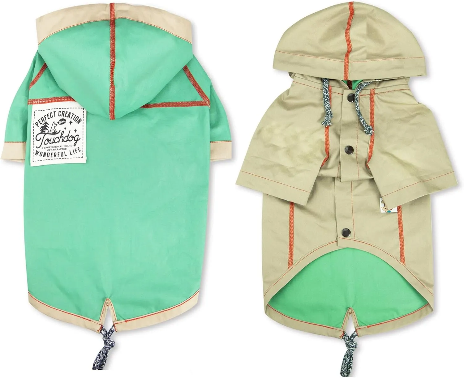 Touchdog 'Cloudburst' Reversible Dog Raincoat - Waterproof Dog Coat and Adjustable Rainbreaker Pet Raincoat or Outdoor Dog Jacket with Built-in Hood