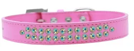 Two Row AB Crystal Size 12 Bright Pink Dog Collar