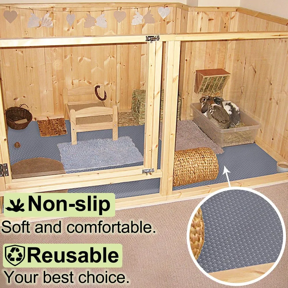 Washable Guinea Pig Bedding Cage Liner Waterproof Rabbit Bedding, Easily Cut to Suit Cage and Reusable Pads for Guinea Pigs, Rabbits, Hamsters, Gerbils, and Chinchillas,18"79" 1pcs, Grey Mat