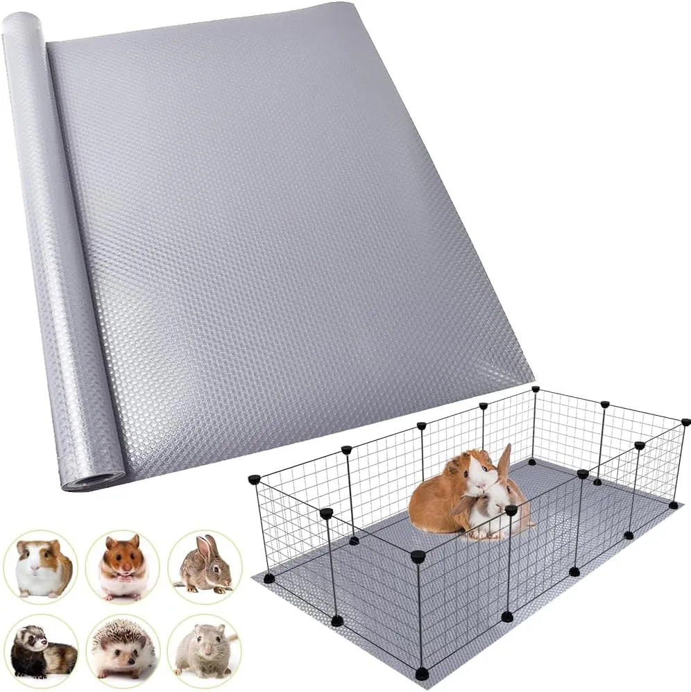 Washable Guinea Pig Bedding Cage Liner Waterproof Rabbit Bedding, Easily Cut to Suit Cage and Reusable Pads for Guinea Pigs, Rabbits, Hamsters, Gerbils, and Chinchillas,18"79" 1pcs, Grey Mat