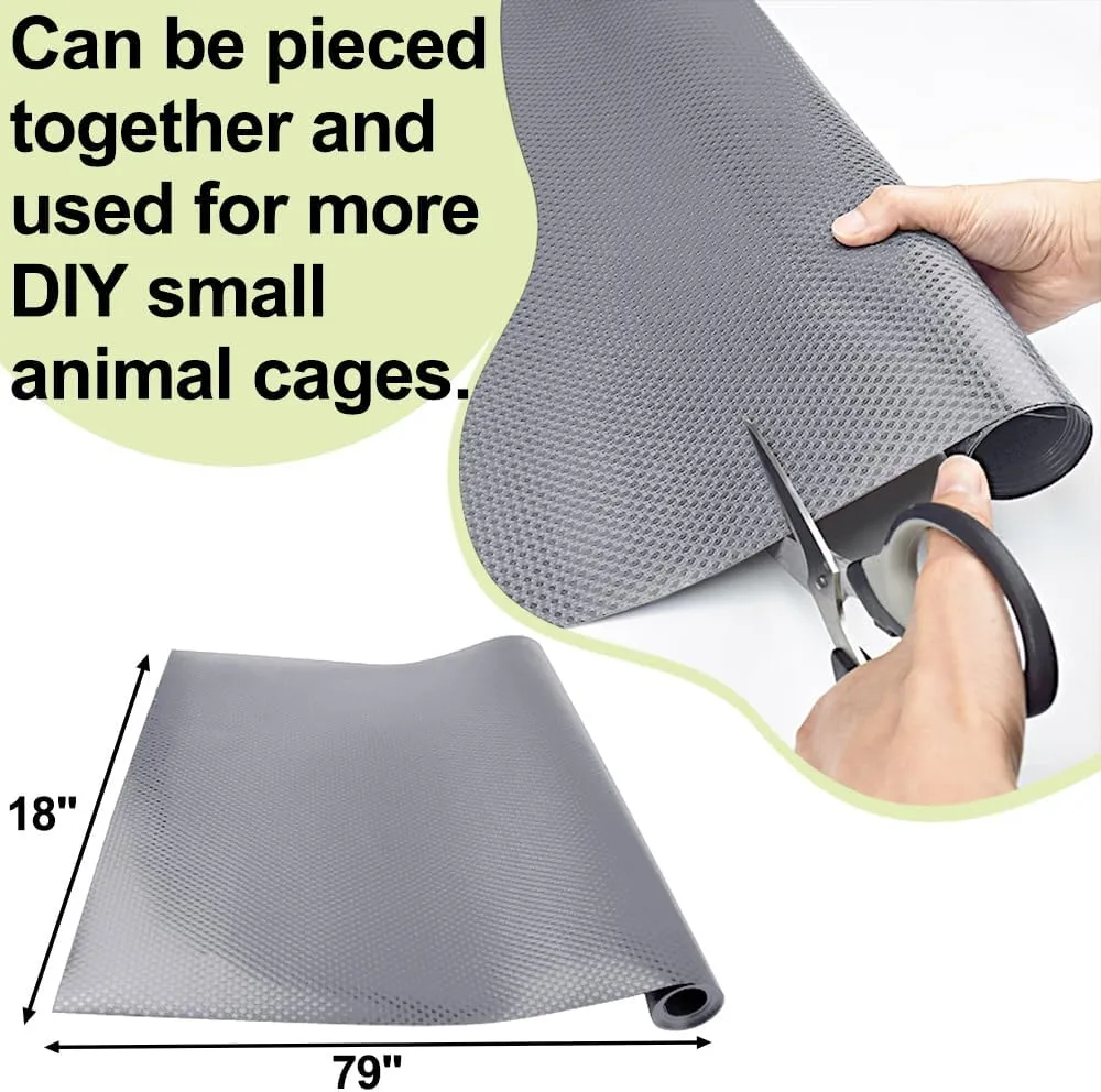 Washable Guinea Pig Bedding Cage Liner Waterproof Rabbit Bedding, Easily Cut to Suit Cage and Reusable Pads for Guinea Pigs, Rabbits, Hamsters, Gerbils, and Chinchillas,18"79" 1pcs, Grey Mat