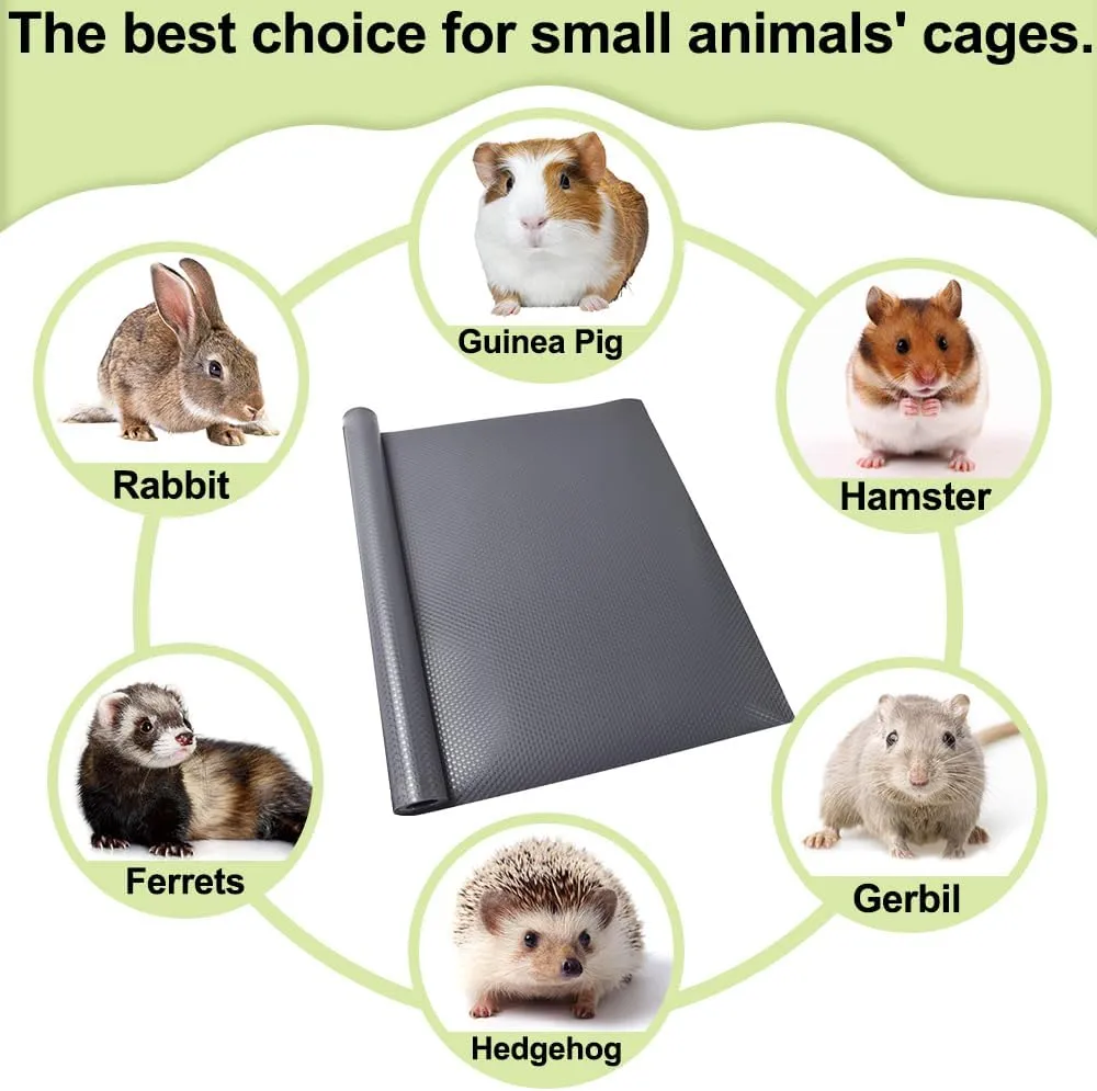 Washable Guinea Pig Bedding Cage Liner Waterproof Rabbit Bedding, Easily Cut to Suit Cage and Reusable Pads for Guinea Pigs, Rabbits, Hamsters, Gerbils, and Chinchillas,18"79" 1pcs, Grey Mat