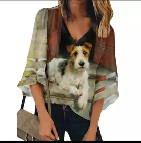 Wire Fox Terrier Dog Ladies Chiffon Blouse