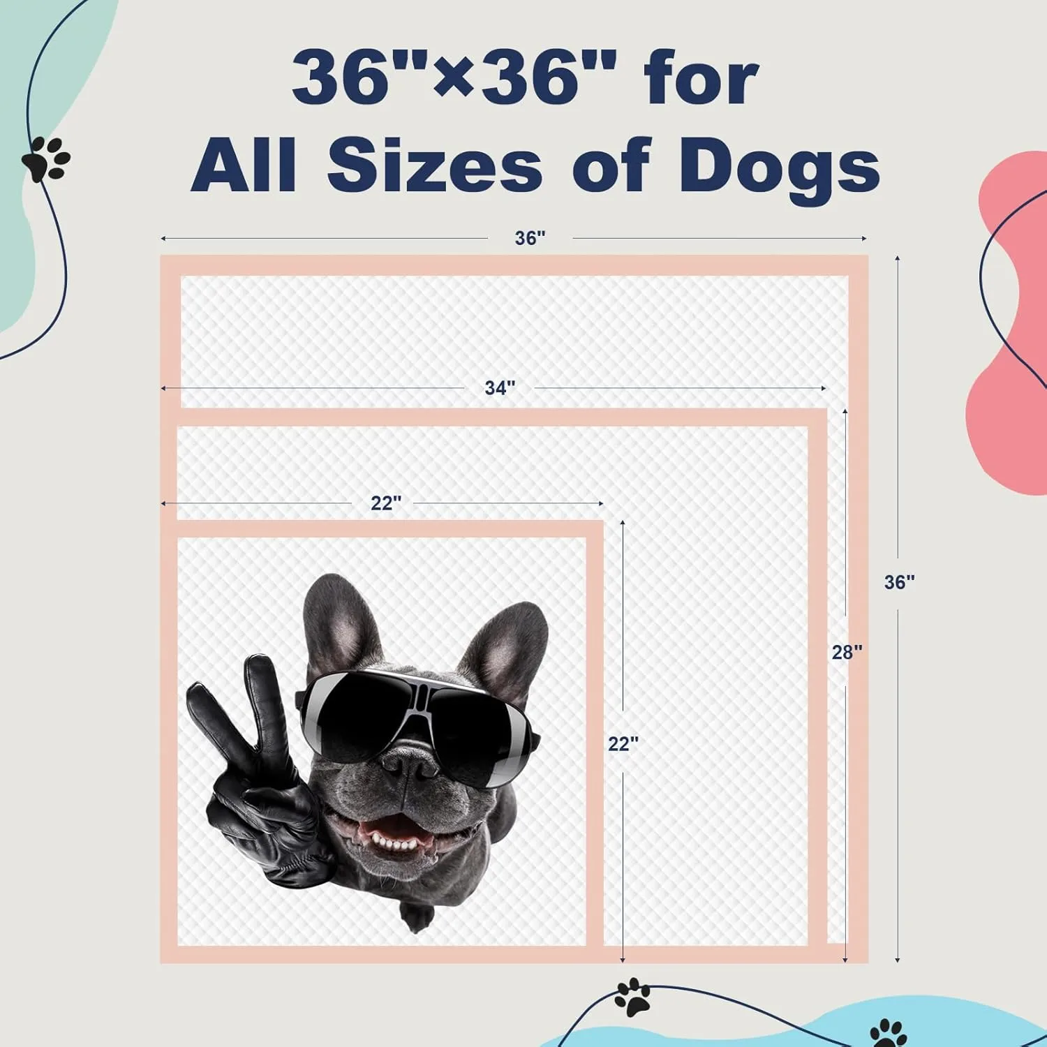 XXL Dog Pads Extra Large, 35 Count Puppy Pee Pads Jumbo, 36"  36" Doggy Pads PinkDisposable Training Pads, Super Absorbent & Leak-Proof & Quick Drying Potty Pads
