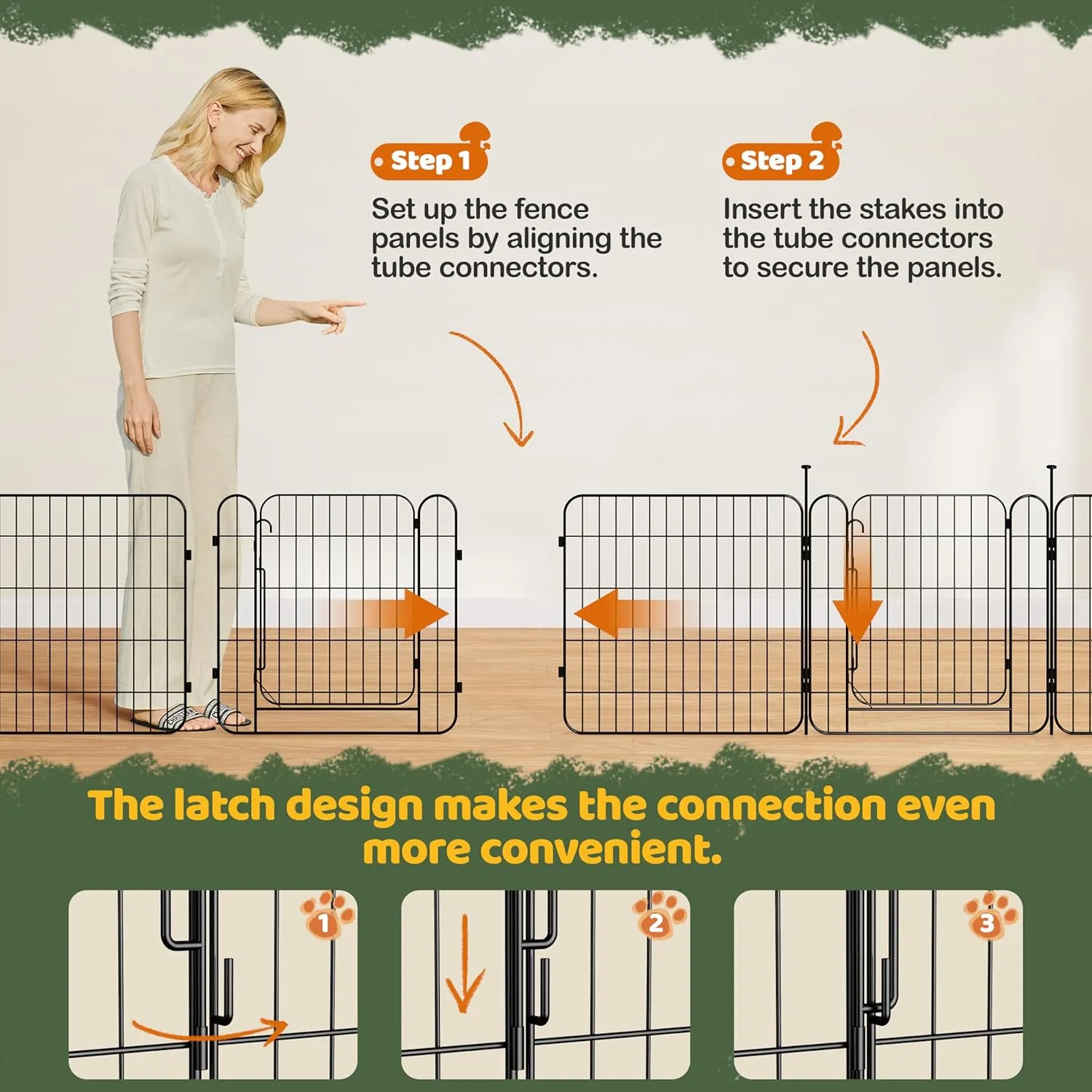 Yaheetech Dog Playpen for Puppy/Small Dogs, Foldable Pet Pen Expandable Fence with Door for Indoor/Outdoor Use, 24 inch 8 Panels