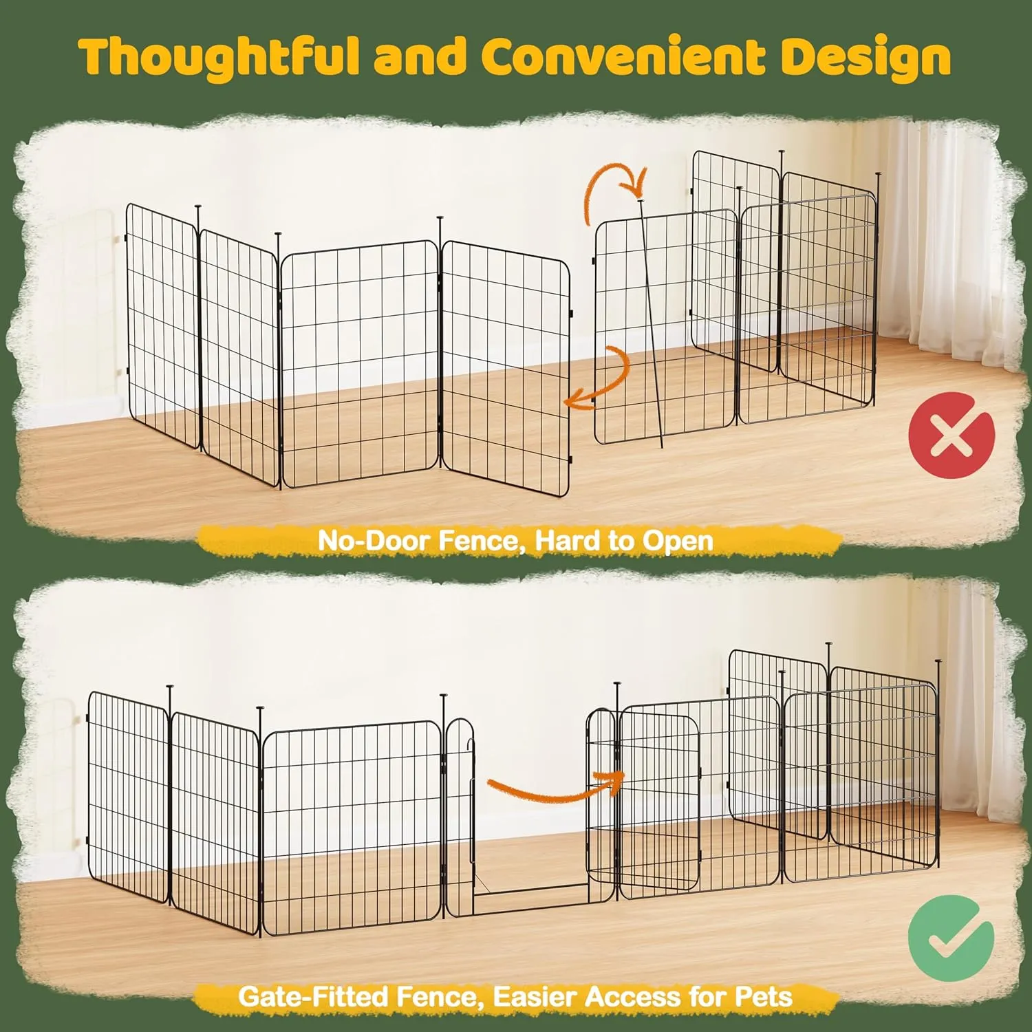 Yaheetech Dog Playpen for Puppy/Small Dogs, Foldable Pet Pen Expandable Fence with Door for Indoor/Outdoor Use, 24 inch 8 Panels