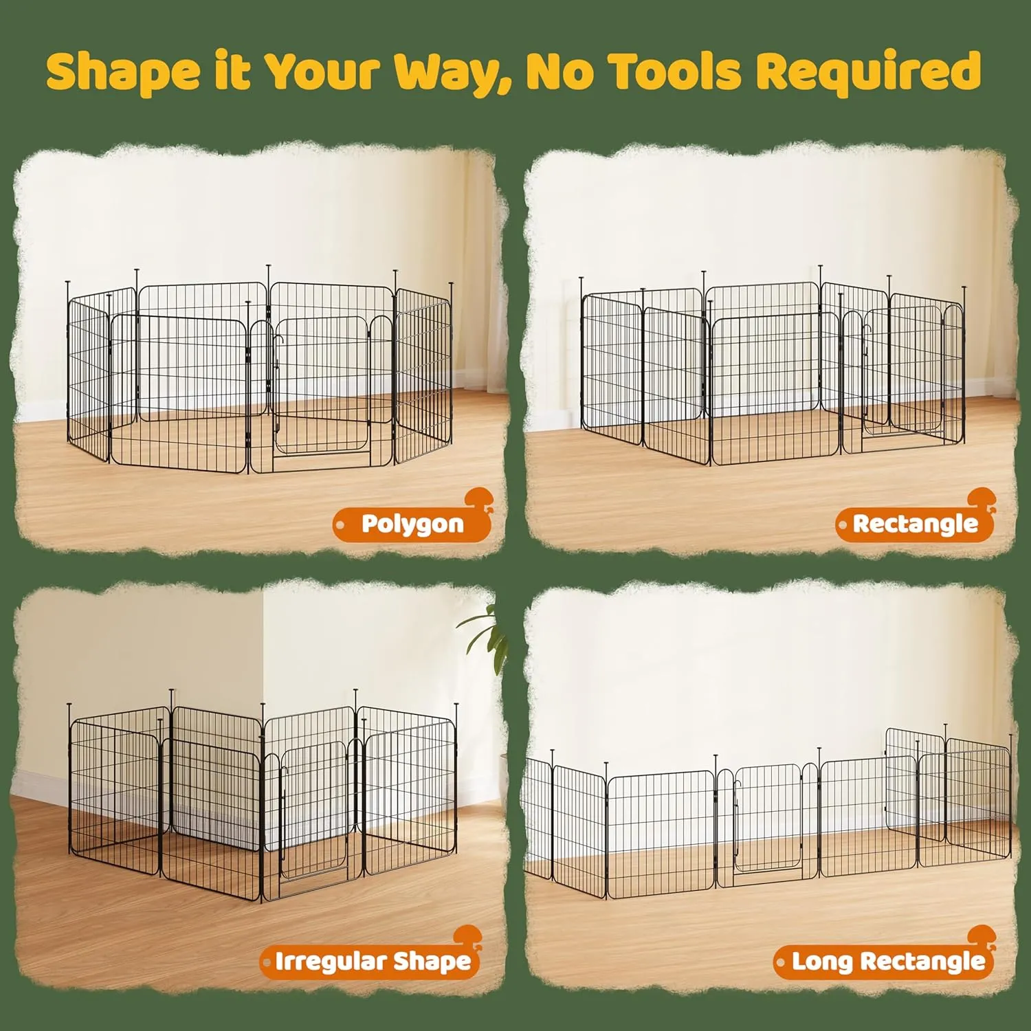 Yaheetech Dog Playpen for Puppy/Small Dogs, Foldable Pet Pen Expandable Fence with Door for Indoor/Outdoor Use, 24 inch 8 Panels