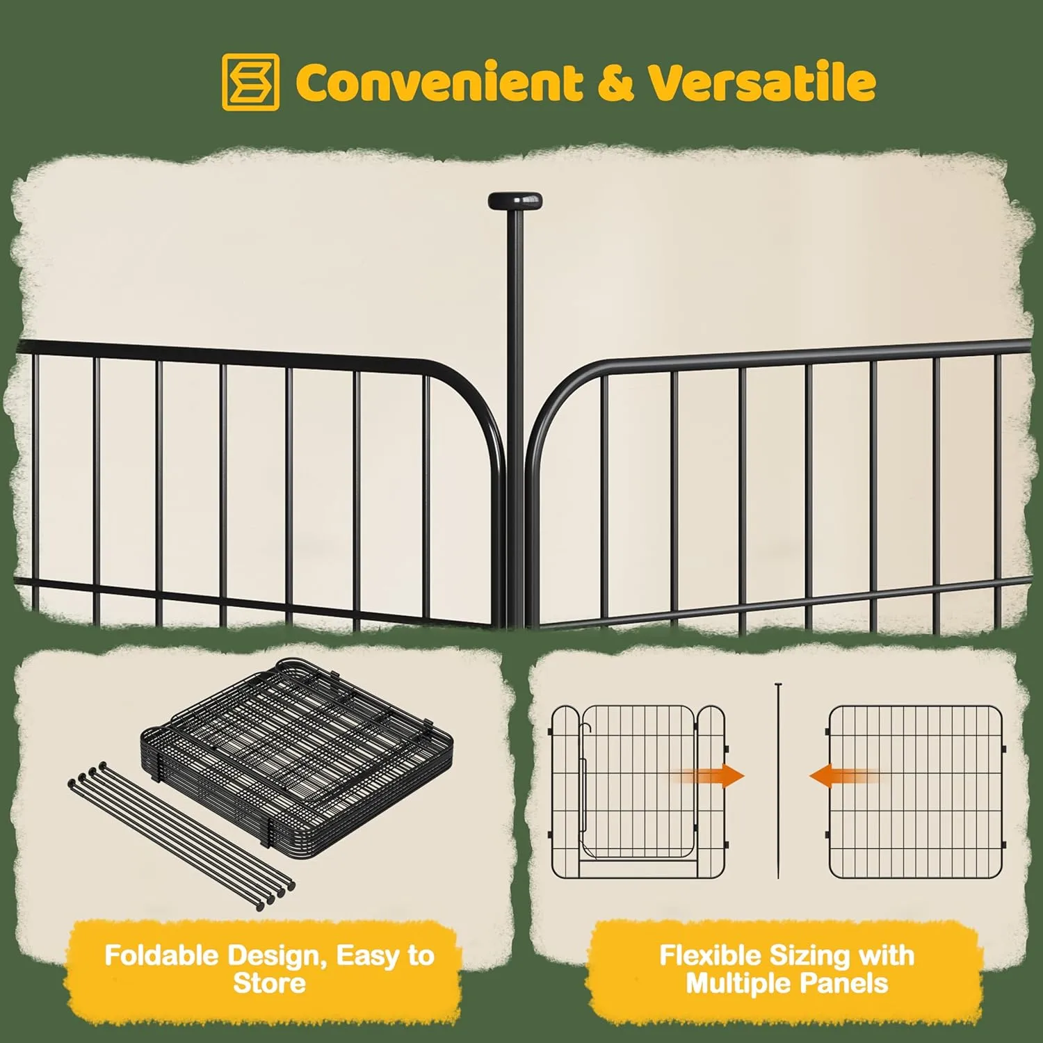 Yaheetech Dog Playpen for Puppy/Small Dogs, Foldable Pet Pen Expandable Fence with Door for Indoor/Outdoor Use, 24 inch 8 Panels